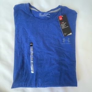 Under Armor: Blue Short Sleeve Shirt (dry fit feel) w/grey logo Size: XXL (NWT)
